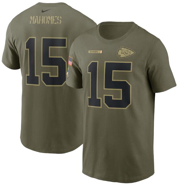 Men's Kansas City Chiefs #15 Patrick Mahomes 2021 Olive Salute To Service Legend Performance T-Shirt Men's Kansas City Chiefs #15 Patrick Mahomes 2021 Olive Salute To Service Legend Performance T-Shirt